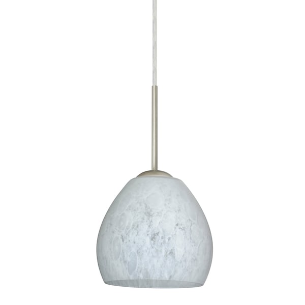 Besa Lighting Bolla Cord Pendant, Carrera, Satin Nickel Finish, 1x9W LED 1BT-412219-LED-SN - main
